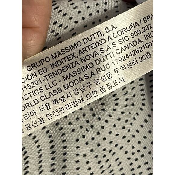 Massimo Dutti Blouse Button Up •Women 8/40• Top Swirls Dots Shirt Satin - Picture 12 of 13